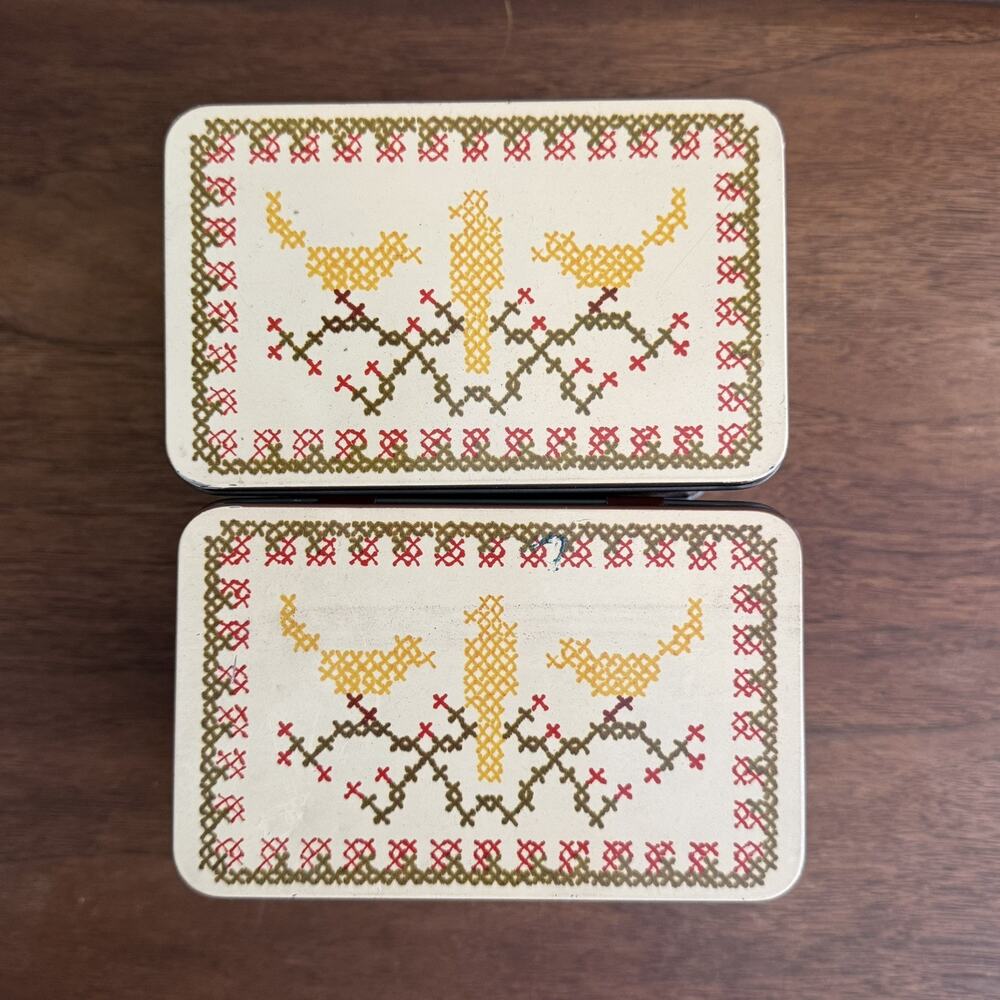 Century Resources Square Tin Container w/Lid Needlepoint Design